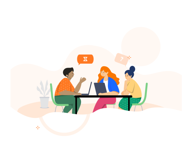 3 people speaking to each other